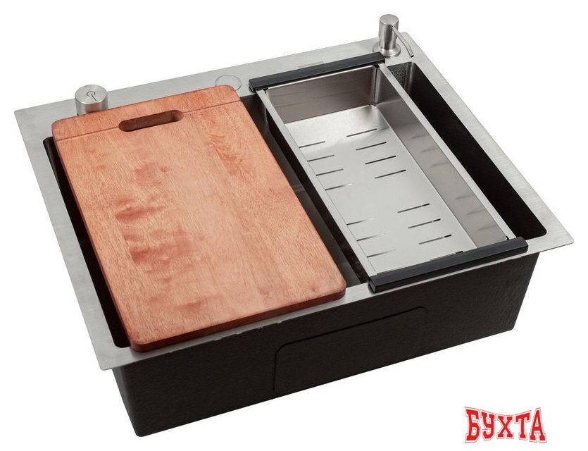 Кухонная мойка Futur FK 6050 Eco Embossing Pop-up Board plus (Satin) 2