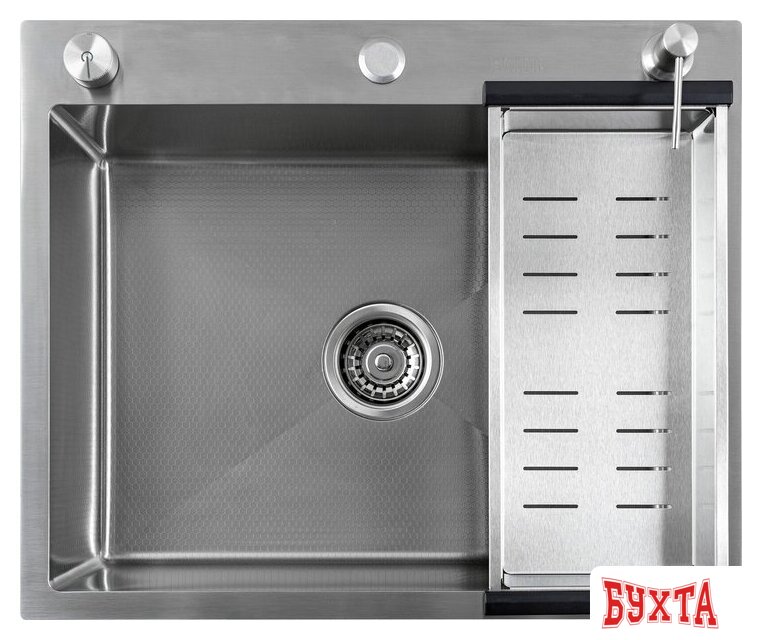 Кухонная мойка Futur FK 6050 Eco Embossing Pop-up Mixer plus R86.41.05 (Satin) 2