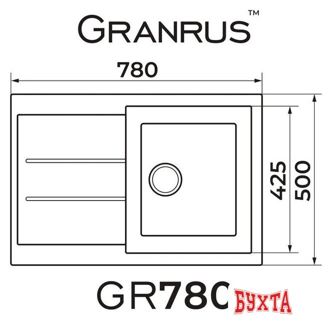 Кухонная мойка Granrus GR-780 (белый) 2