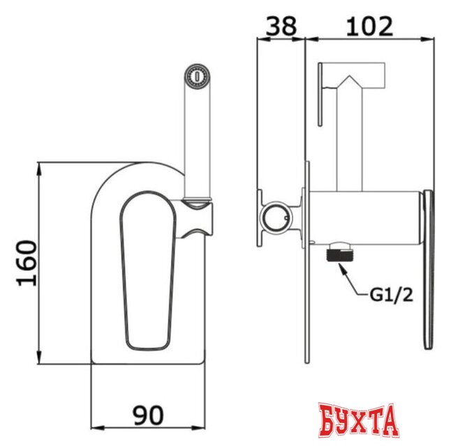 Смеситель с лейкой для биде Ganzer GZ02157-S 3