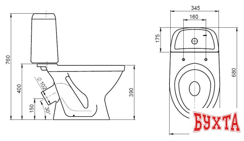 Унитаз напольный Santeri Прайм Стандарт [1.P205.4.S00.00B.F] 2