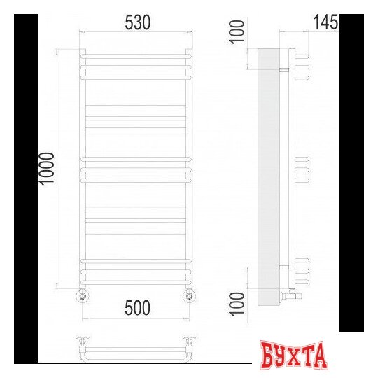 Полотенцесушитель TERMINUS Соренто П15 500x1000 (хром) 3