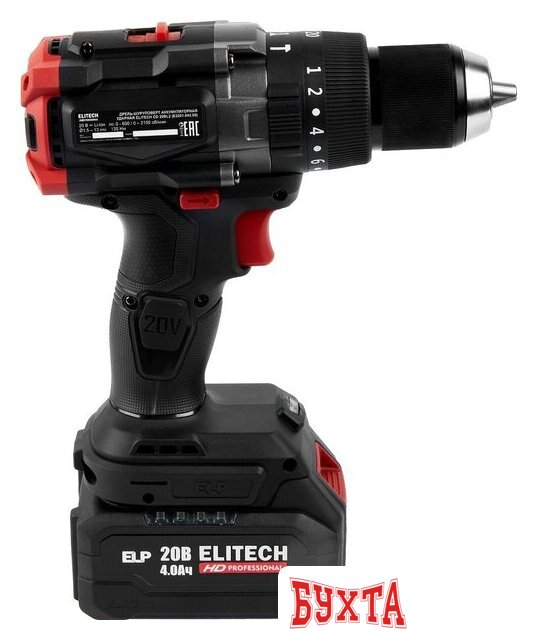Ударная дрель-шуруповерт ELITECH CD 20BL2 E2201.042.01 (с 1-им АКБ, кейс) 4