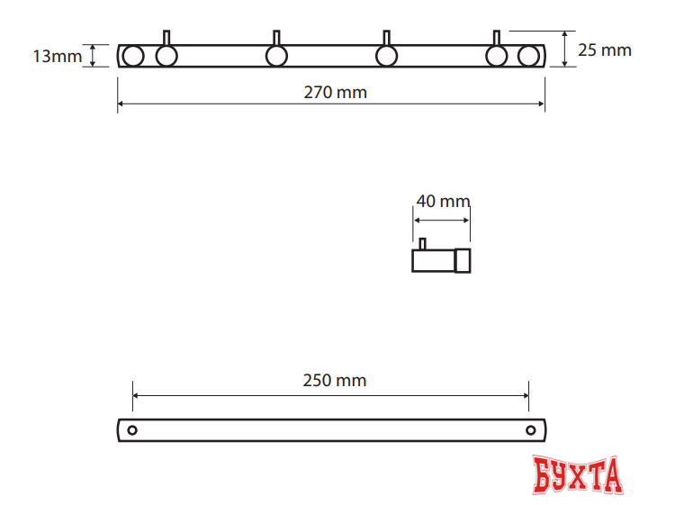 Крючок для ванны Bemeta Dark 104606100 2