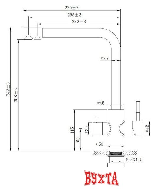 Смеситель Esko Kitchen K24S 3