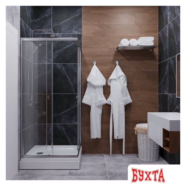 Душевой уголок Triton Вента-Блэк 80x80 (хром, с поддоном) 5