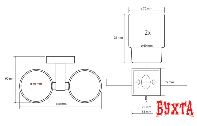 Стакан для зубной щетки и пасты Bemeta Beta 132110022 2