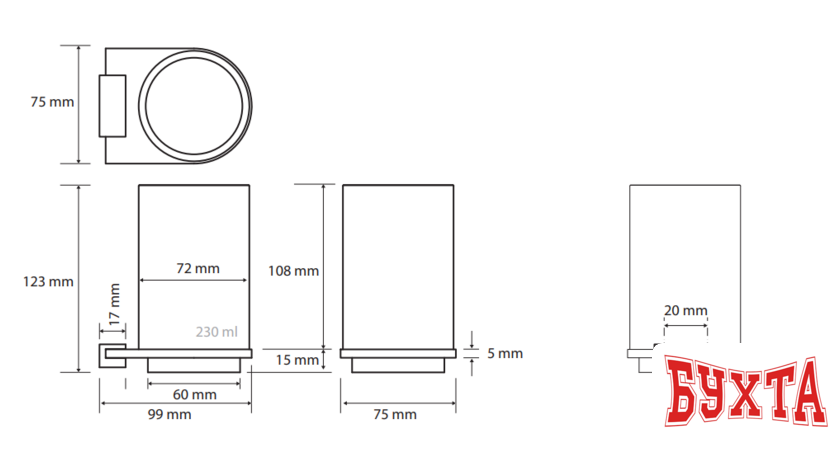 Стакан для зубной щетки и пасты Bemeta Galla 108110010 2