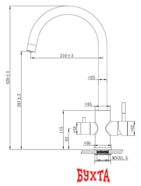 Смеситель Esko Kitchen K04B 2
