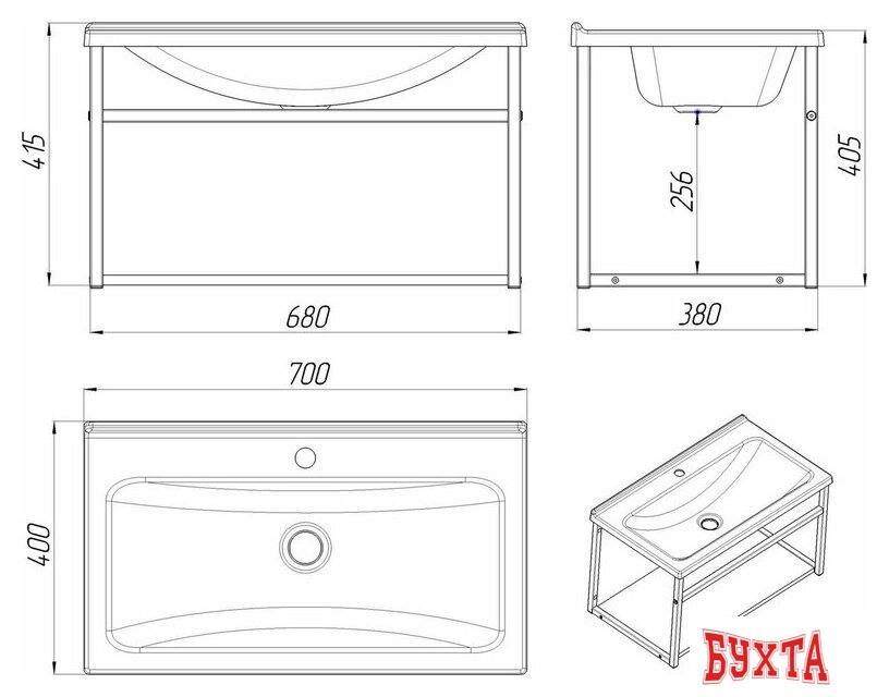 Мебель для ванных комнат Lesan Тумба с умывальником LS/CLS-70W 4