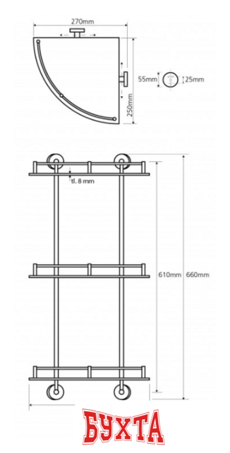 Мебель для ванных комнат Bemeta Этажерка Omega 104202152 2