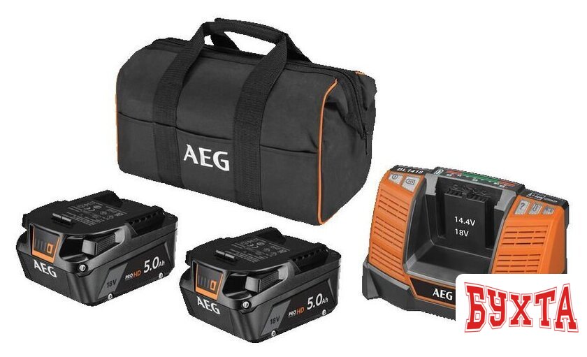 Аккумулятор с зарядным устройством AEG Powertools SETLL1850SHD 4935478945 (2x18В/5 Ah + 18В, сумка)