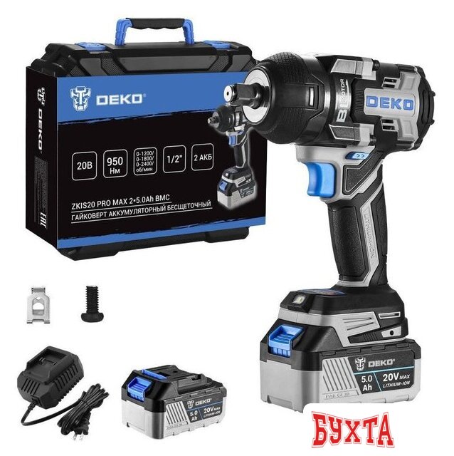 Гайковерт Deko ZKIS20 Pro Max 083-1088 (с 2-мя АКБ, кейс)