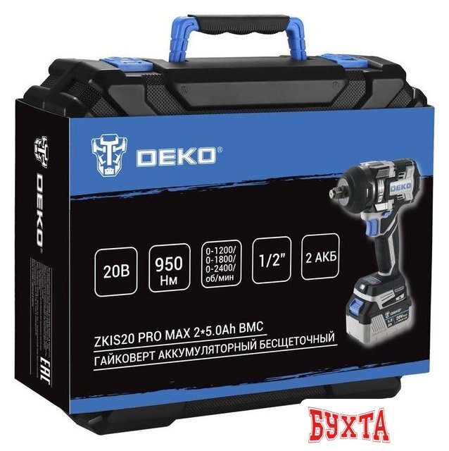 Гайковерт Deko ZKIS20 Pro Max 083-1088 (с 2-мя АКБ, кейс) 4