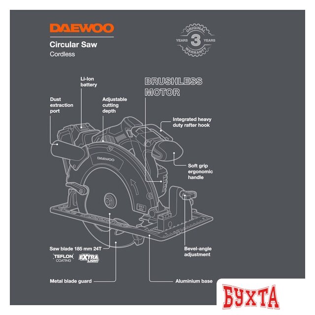 Дисковая (циркулярная) пила Daewoo Power DAS 1821Li Set (с 1-им АКБ) 3