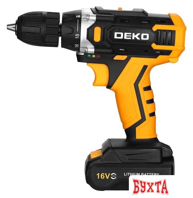Дрель-шуруповерт Deko Banger 16V 080-1003 (с 2-мя АКБ, кейс, оснастка) 4