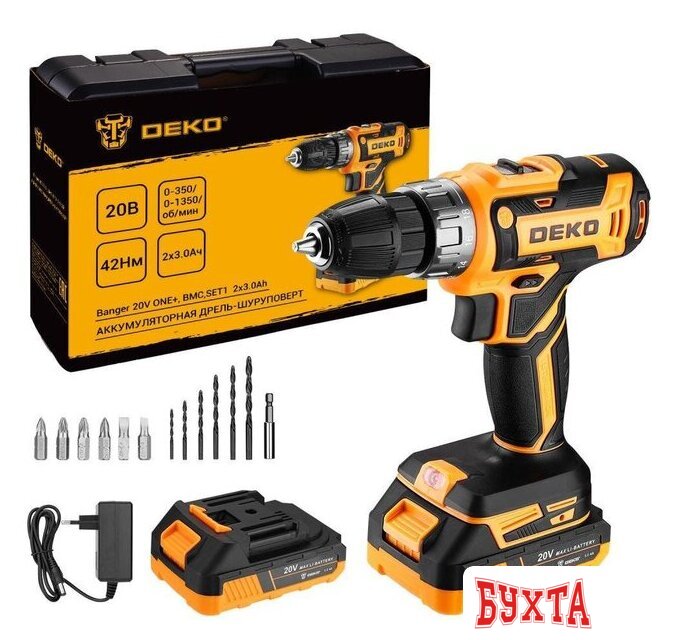 Дрель-шуруповерт Deko Banger 20V ONE+ 083-1109 (с 2-мя АКБ, кейс)