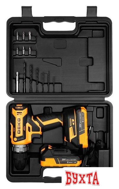 Дрель-шуруповерт Deko Banger 20V ONE+ 083-1109 (с 2-мя АКБ, кейс) 4