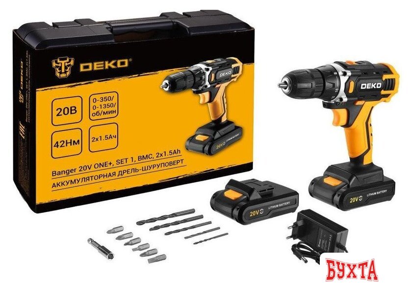 Дрель-шуруповерт Deko Banger 20V ONE+ 083-1110 (с 2-мя АКБ, кейс)