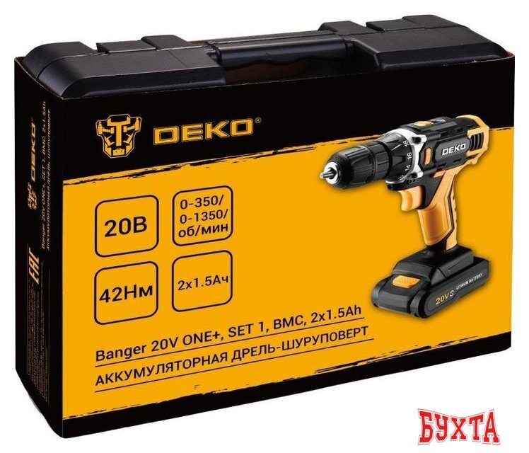 Дрель-шуруповерт Deko Banger 20V ONE+ 083-1110 (с 2-мя АКБ, кейс) 5