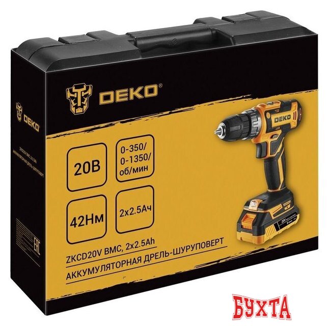 Дрель-шуруповерт Deko DKCD20-Li 085-1123 (с 2-мя АКБ, кейс) 4