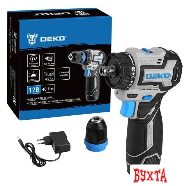 Дрель-шуруповерт Deko Loner 12V PRO 085-1121 (с 1-им АКБ)