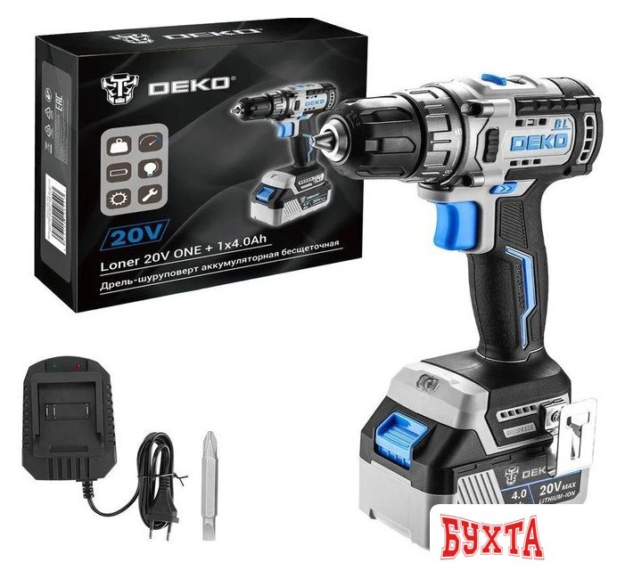 Дрель-шуруповерт Deko Loner 20V ONE+ 085-1004 (с 1-им АКБ)