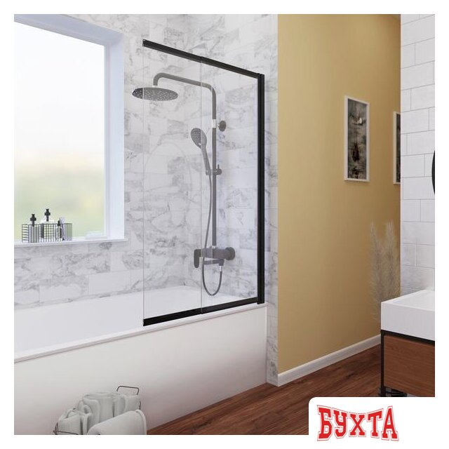 Стеклянная шторка для ванны Wasserkraft Dill 61S02-100 2