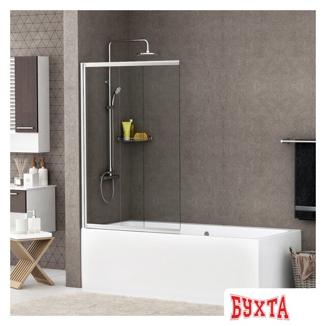 Стеклянная шторка для ванны Wasserkraft Main 41S02-100 WasserSchutz 2