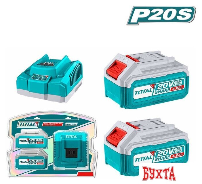 Аккумулятор с зарядным устройством Total TFBCPK1424 (20В/4 Ач + 20В)