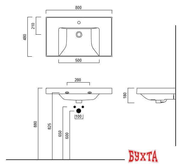 Умывальник Kerama Marazzi Cubo CU.wb.80 5