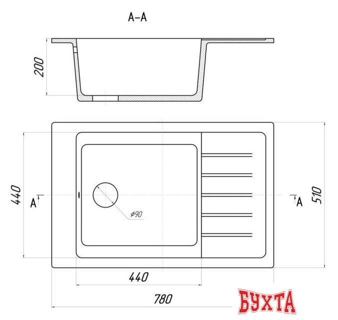 Кухонная мойка Gerhans B28 (оникс) 2