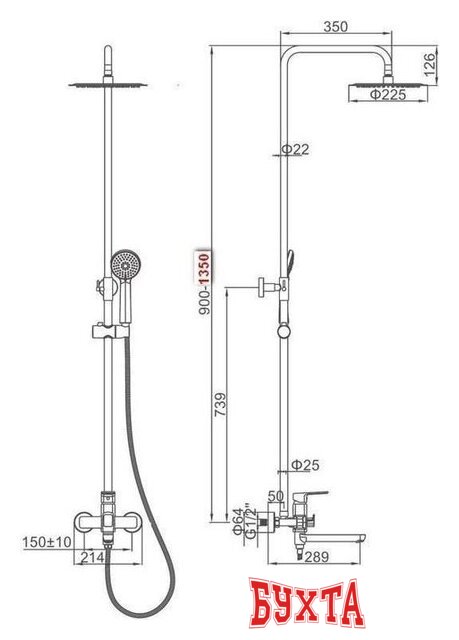 Душевая система Ledeme L2480Y 5