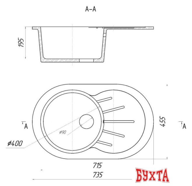 Кухонная мойка Gerhans A02 (бежевый) 2
