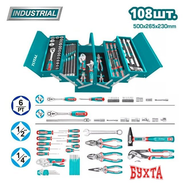 Универсальный набор инструментов Total THTCS121081 (108 предметов)