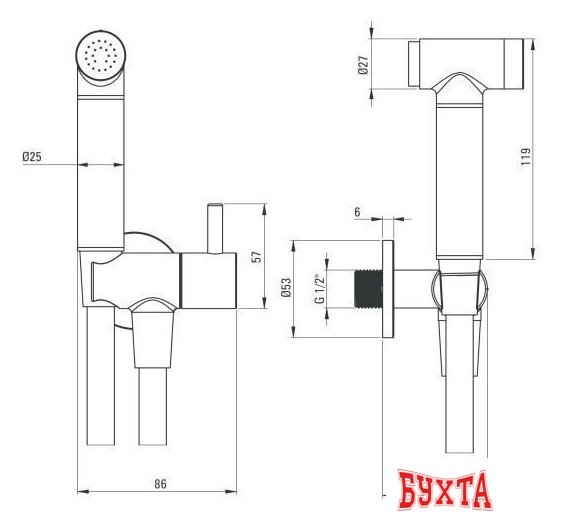 Гигиенический душ Deante Bidetta Nero ANW N51B 2