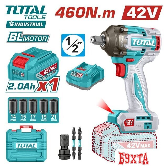 Гайковерт Total TIWLI42461 (с 1-им АКБ, кейс)