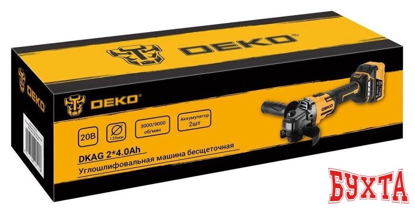 Угловая шлифмашина Deko DKAG 063-2153 (с 2-мя АКБ) 5