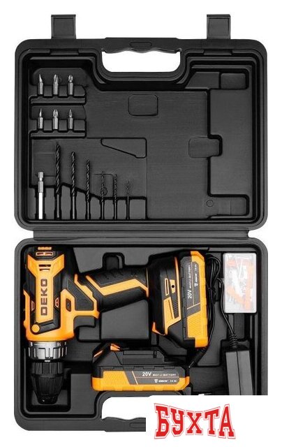 Дрель-шуруповерт Deko GCD20DU PRO Set 083-1040 (с 2-мя АКБ, кейс) 3