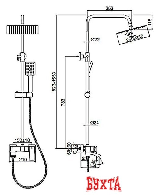 Душевая система Ledeme L2478U 2