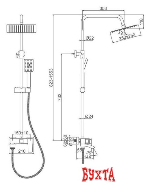 Душевая система Ledeme L2478B 2