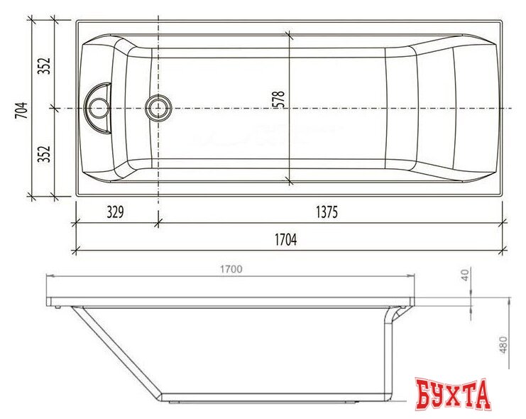 Ванна Eurolux Qwatry 170x70 E1017070030 4