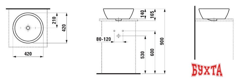 Умывальник Laufen Pro B 812962 42x42 3