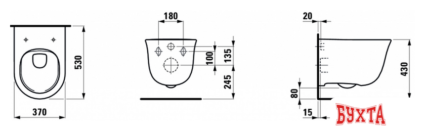 Унитаз подвесной Laufen New Calssic Rimless 8208510000001 (без сиденья) 2