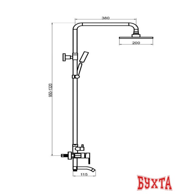Душевая система РМС SUS124-009DK-1 3