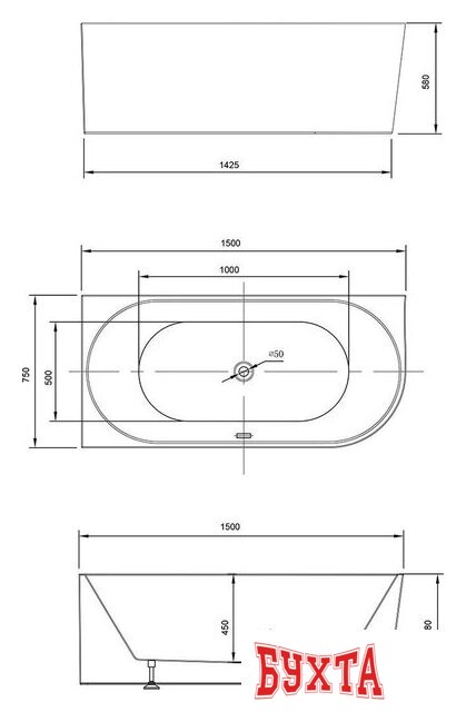 Ванна Vincea VBT-402-1500L 150x75 5