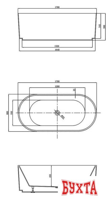 Ванна Vincea VBT-426-1700MW 170x80 4
