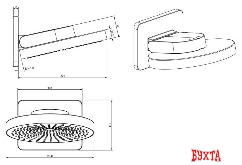 Верхний душ Vincea Inspire VSHD-3I1CGM 2