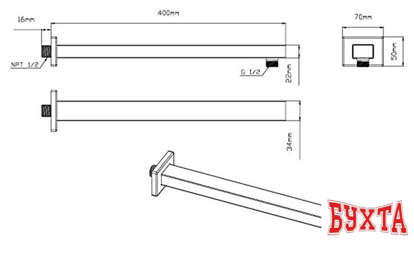 Верхний душ Vincea VSHD-41CMB 2