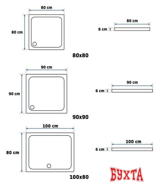 Душевой поддон Rea Savoy 90x90 (черный) 4